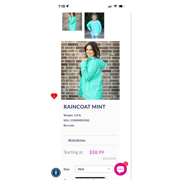 Girly Girl Originals Mint Rain Coat with Reflective Stripes Over Sized Sz S - Picture 12 of 12